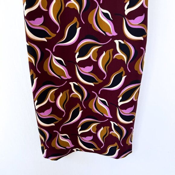Ann Taylor Purple Burgundy Brown Leaf Print Sleeveless Professional Work Dress 6 - Picture 6 of 9